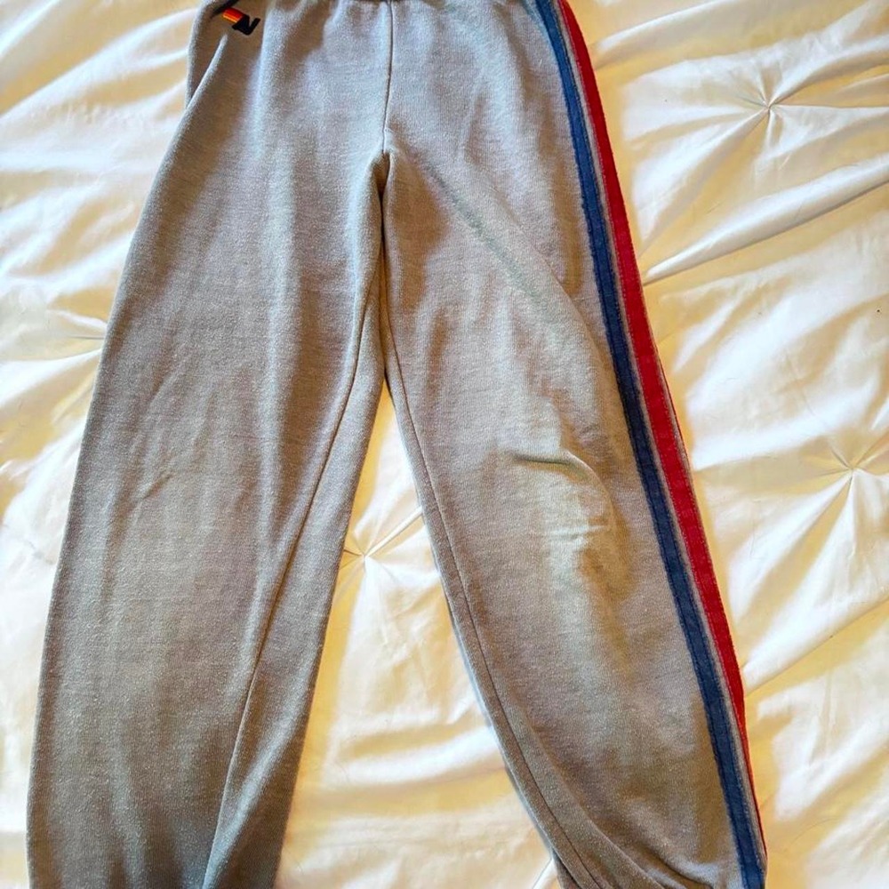 authentic Aviator Nation sweatpants heather grey stripes Youth SZ 8